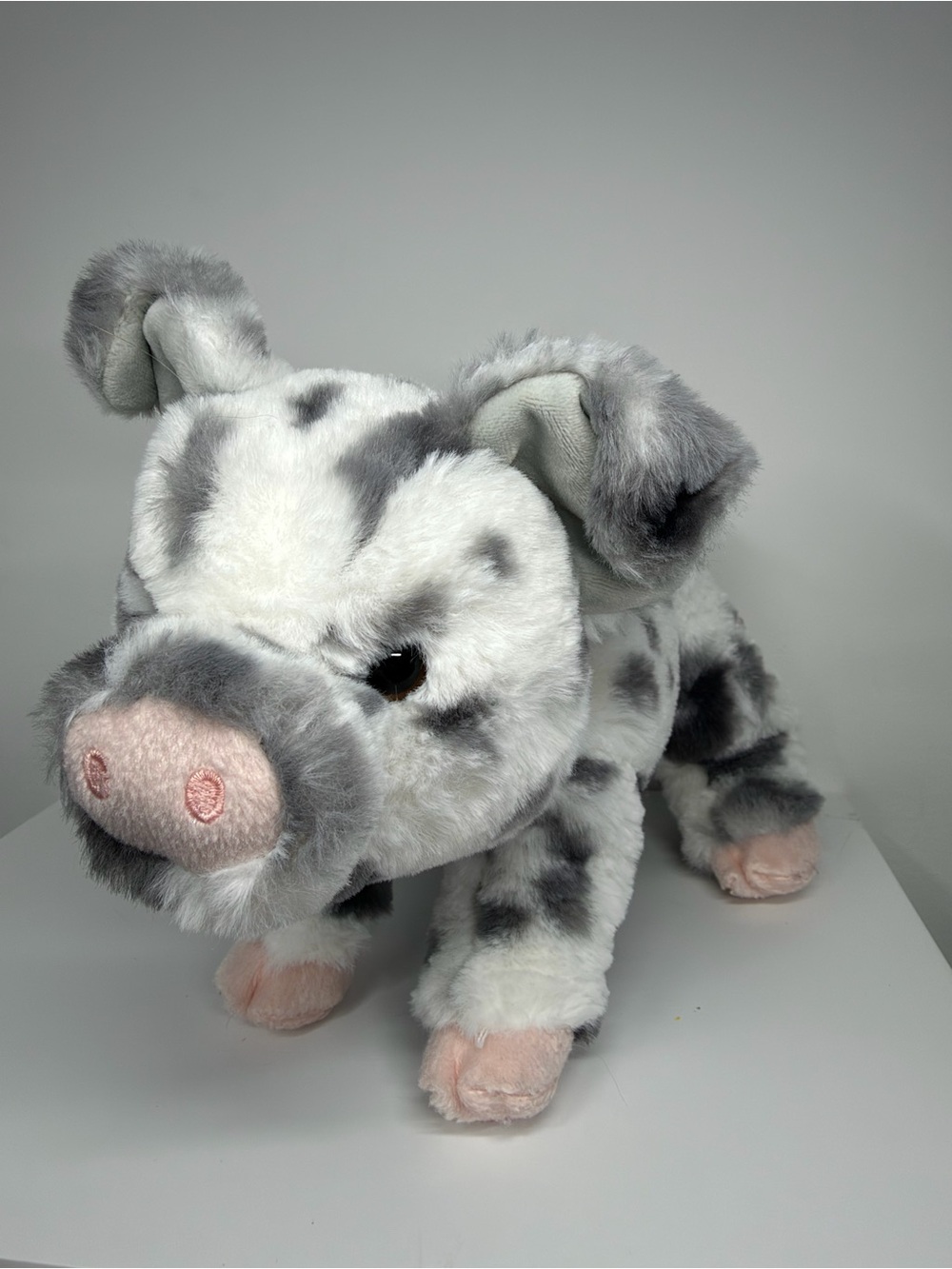 Douglas White and Gray Pig Plush 7''